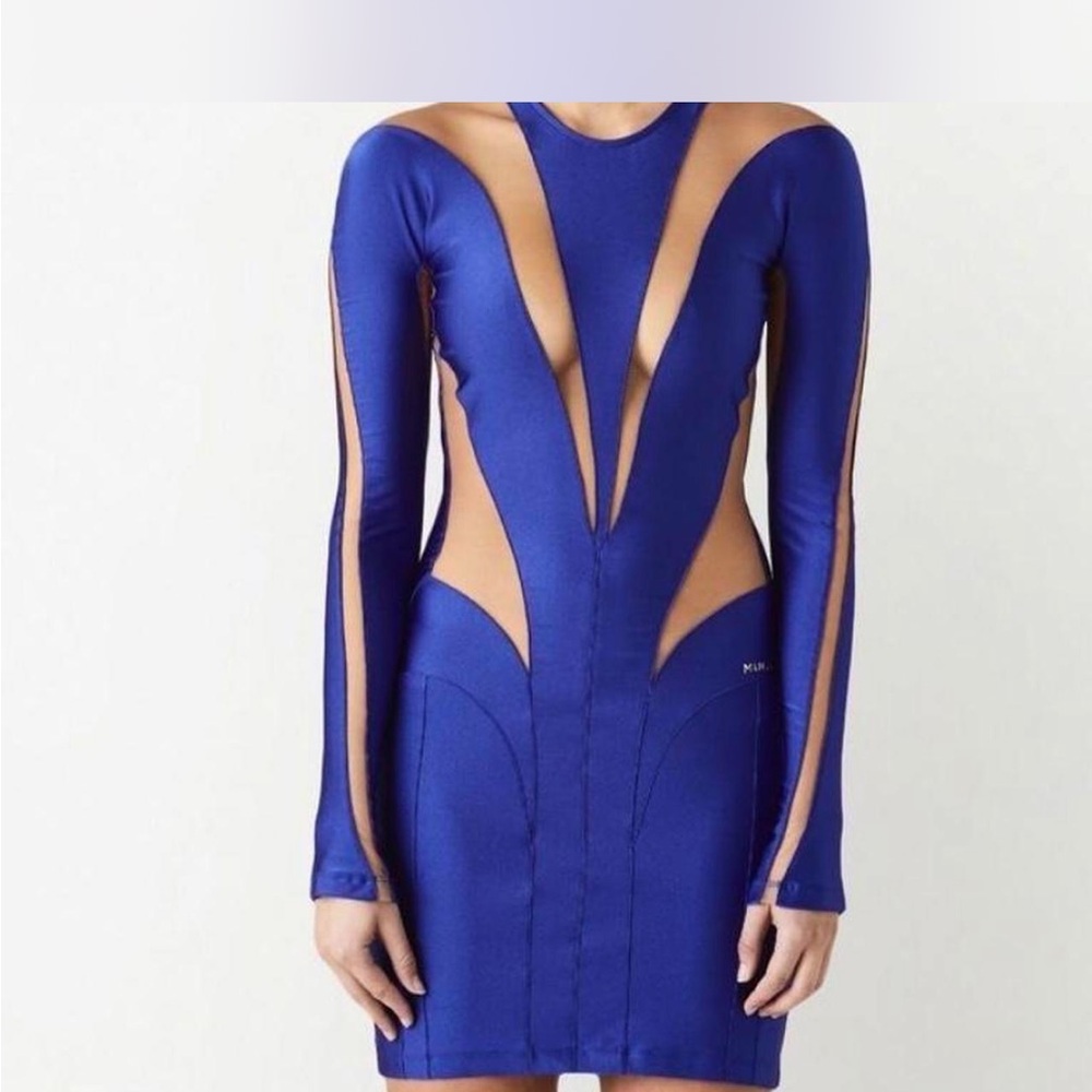 Mugler Bold Blue Long Sleeve Dress
